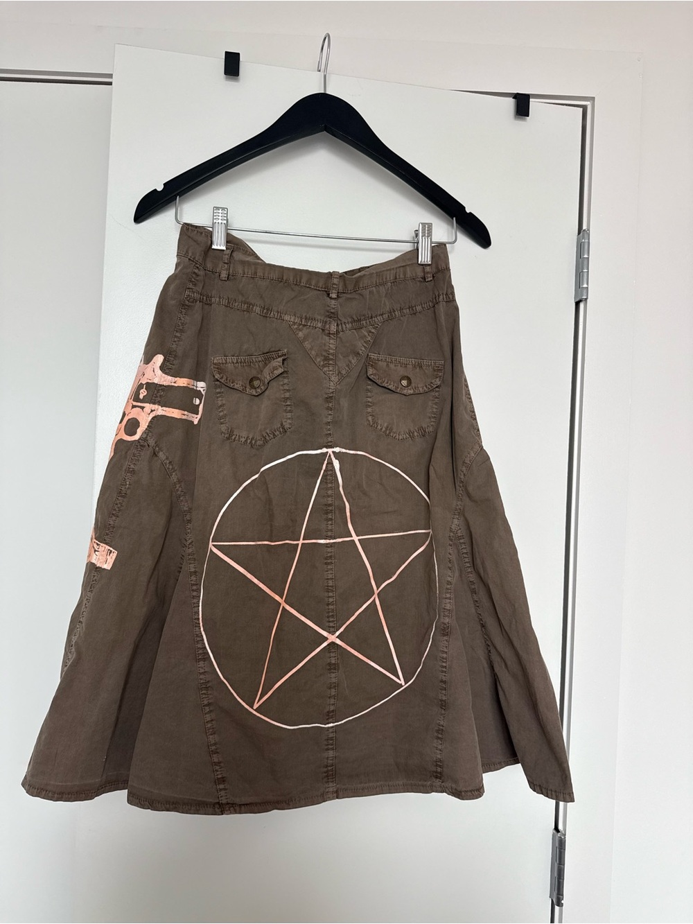 Brown Graphic Pentagram A-Line Skirt handmade